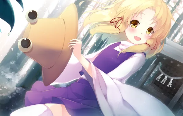 Hat, anime, girl, touhou, moriya suwako