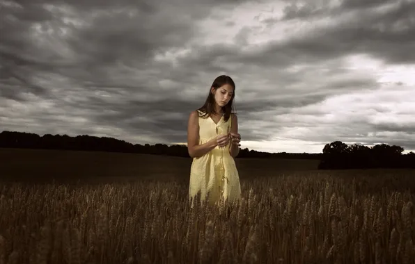 Field, girl, mood