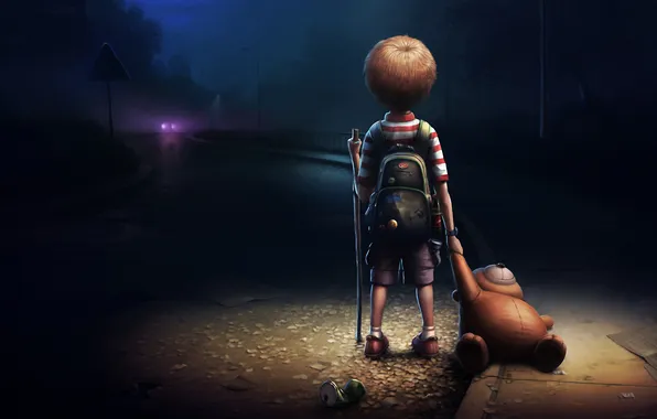 Light, night, lights, toy, Boy, backpack, children, bear.