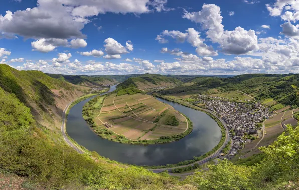 Landscape, nature, the city, river, hills, Germany, Braine