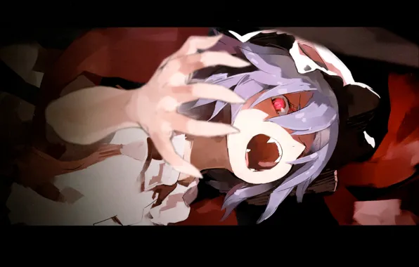 Fangs, red eyes, touhou, hunger, Vampire, Remilia Scarlet