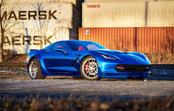 Picture Corvette, Chevrolet, Blue, C7, Forgelibe