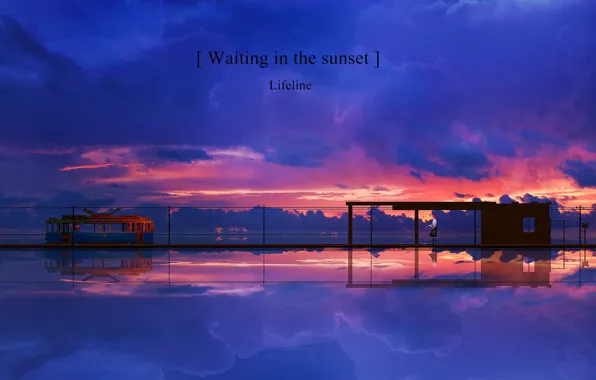 Sea, girl, fantasy, tram, stop