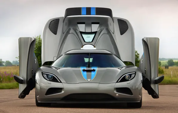 Picture the sky, grey, door, Koenigsegg, supercar, the front, Agera, hypercar, Koenigsegg, .the hood, agera