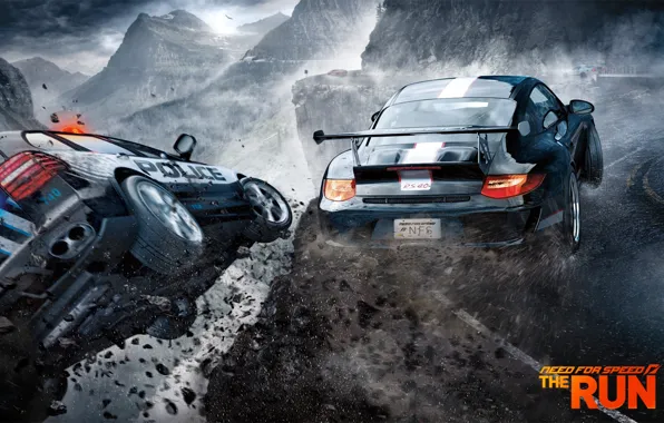 Road, mountains, fog, police, Porsche, racer, canyon, Need For Speed: The Run