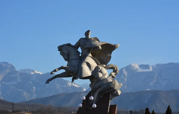 Mountains, Vladikavkaz, North Ossetia - Alania, Monument to Issa Pliev