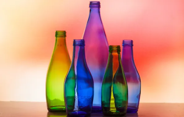 Picture glass, macro, light, bottle, colors