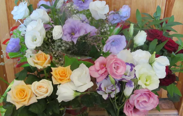 Roses, Flowers, eustoma