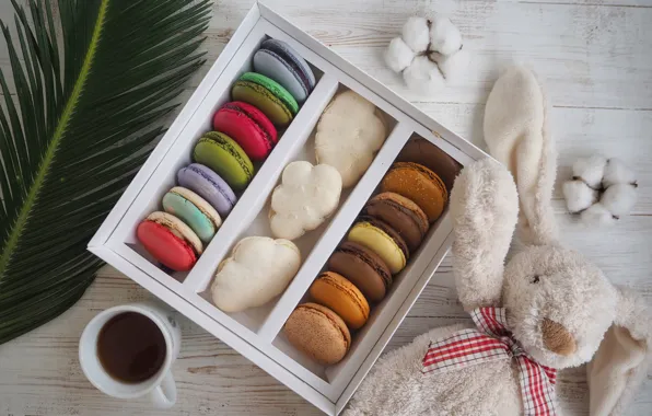 Toy, hare, cake, macaroon
