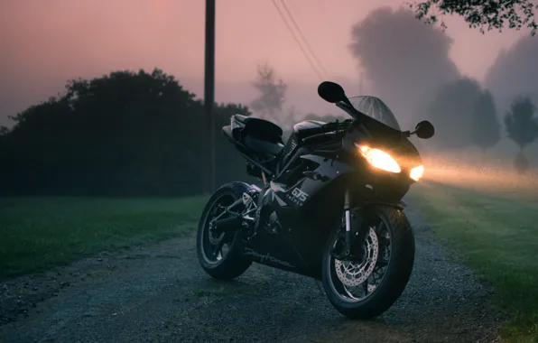 Picture Black, Triumph, Fog, Daytona 675