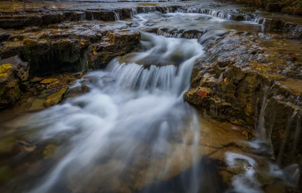 Picture autumn, rocks, waterfall