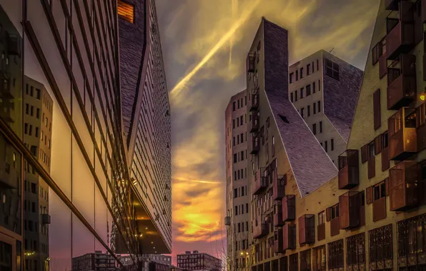 Reflection, street, home, the evening, Amsterdam, Netherlands