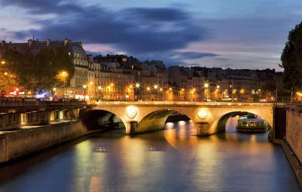 The city, river, France, Paris, home, France, bridge., Cities