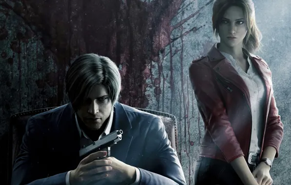 Fiction, cartoon, anime, the series, action, horror, Claire Redfield, Leon Kennedy