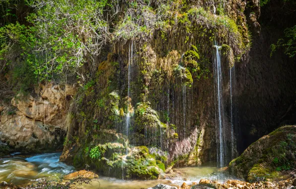 Picture moss, waterfall, nature, waterfalls, Crag, rocks
