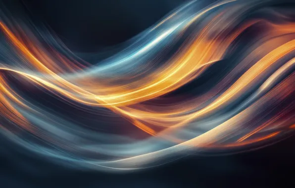 Line, yellow, abstraction, the dark background, blue, glow, air, abstract background