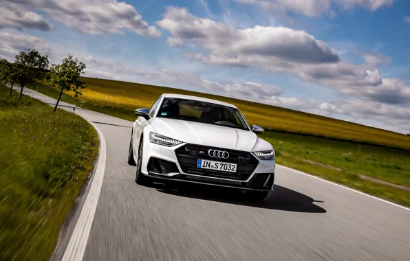 Road, clouds, Audi, front, Audi A7, 2019, S7 Sportback