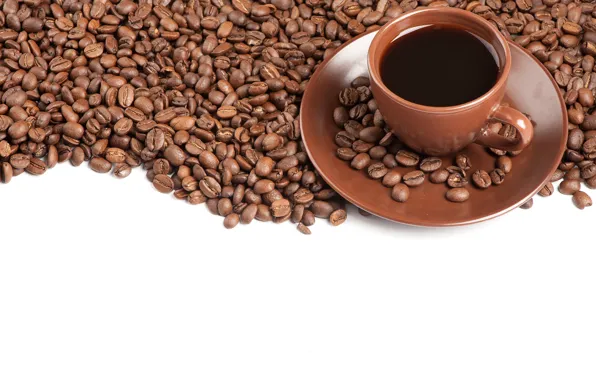 Coffee, Cup, coffee beans, saucer
