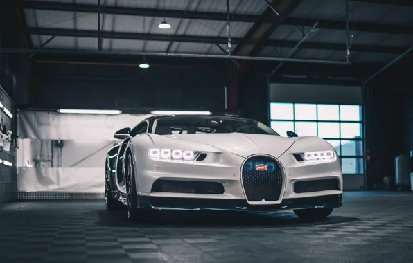 Picture Bugatti, Lights, White, VAG, SuperCar, Chiron