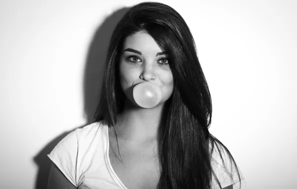 Picture Girl, Hair, Bubble, Brunette, Chewing gum, Gum