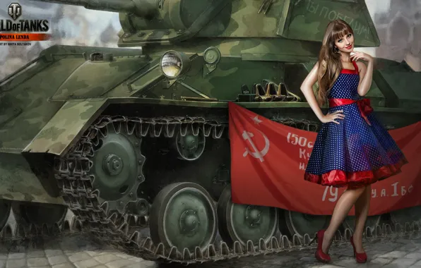 Girl, brunette, tank, girl, tanks, WoT, World of tanks, tank