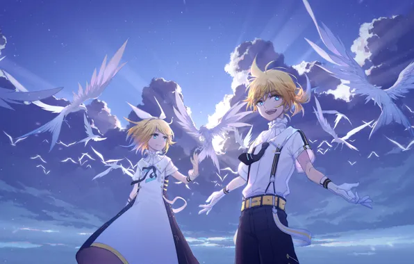 Boy, girl, Vocaloid, Rin, Len