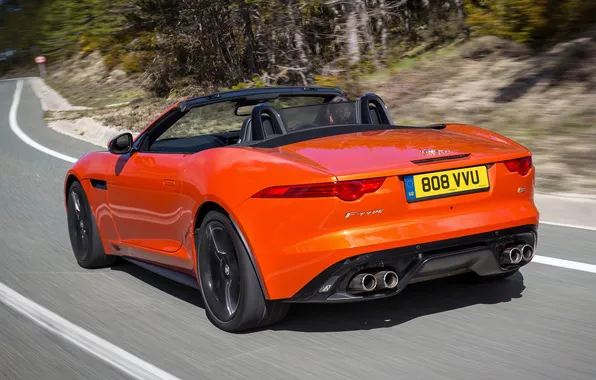 Picture auto, speed, Jaguar, convertible, back, F-Type, V8 S