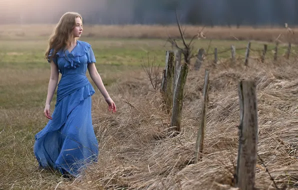 Picture girl, nature, the fence
