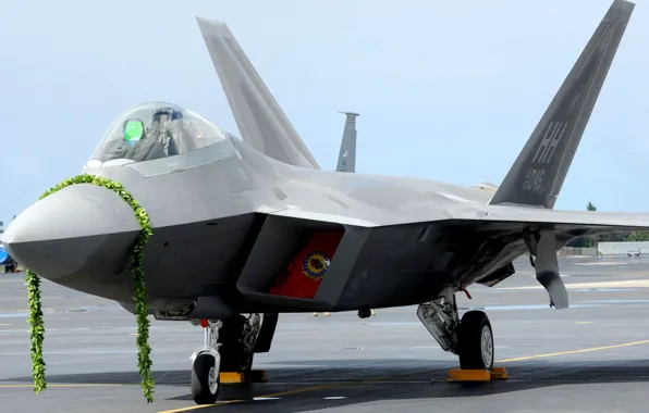 Fighter, Parking, the plane, the airfield, Raptor, Hawaii, the ceremony, f-22
