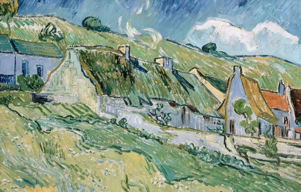 Landscape, home, picture, Vincent Willem van Gogh, Vincent van Gogh, Cottages