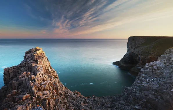 The ocean, rocks, Pembroke, south Wales