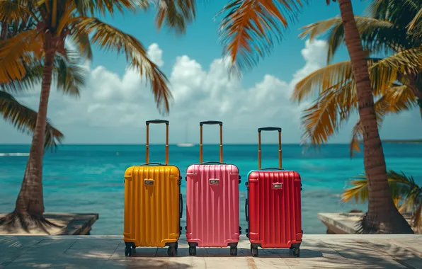 Sea, beach, summer, stay, suitcase, summer, holidays, resort