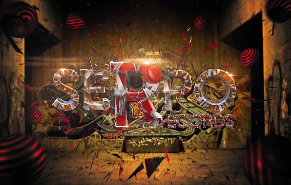 Graffiti, headphones, Text, render, serpo records