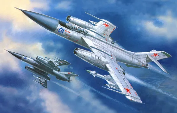 Picture figure, fighter, pair, the plane, Yak-28