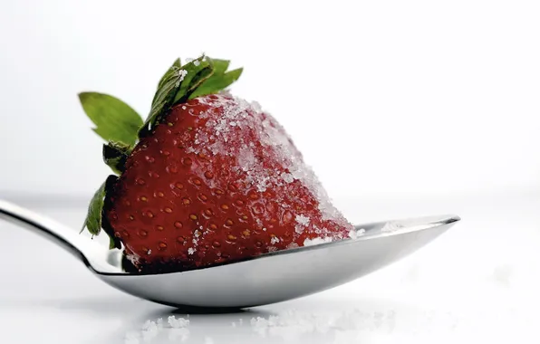 Picture strawberry, spoon, sugar