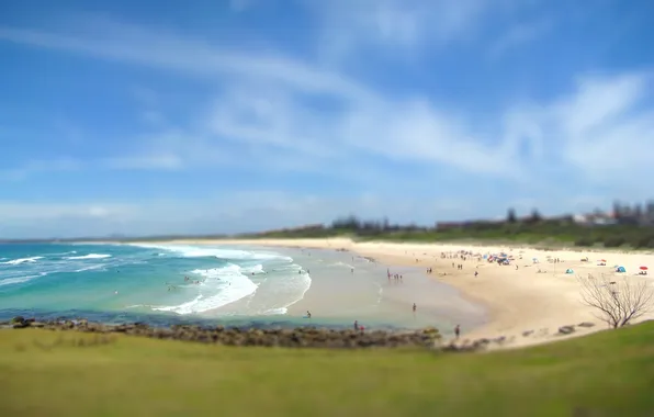 Sand, sea, wave, beach, people, shore, coast, Australia