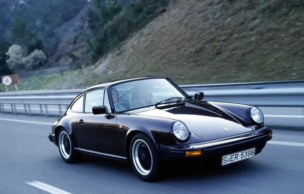 Picture 911, Porsche, black, road, auto, walls, speed