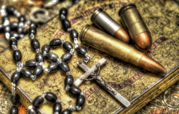 Picture background, cross, cartridges