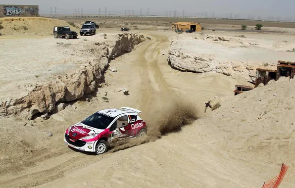 Sand, turn, Sport, Race, Peugeot, WRC, Rally, Rally