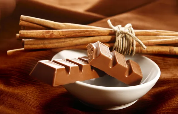Picture chocolate, sticks, sweets, cinnamon, sweet, spices, milk