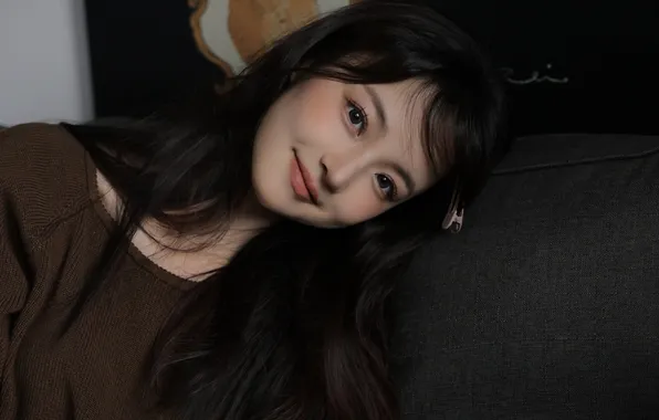 Beautiful, Asian, Model, Smile, Woman, Sofa, Cute, Pretty
