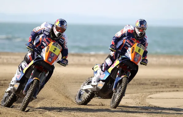 Picture Turn, Race, Day, Motorcycle, Heat, Red Bull, Dakar, Two