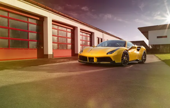 Machine, yellow, Ferrari, supercar, supercar, yellow, the front, Rosso