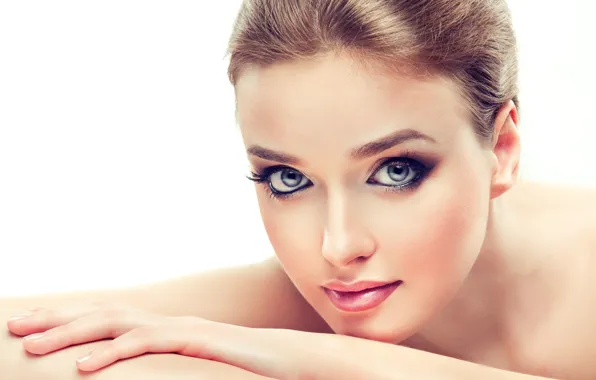 Eyes, girl, blue, portrait, brown hair