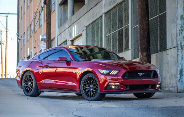 Mustang, Ford, red, 2015