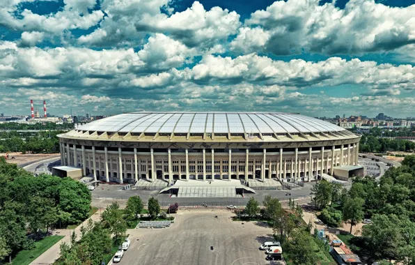 Picture The sky, The city, Sport, Football, Moscow, Russia, Stadium, Luzhniki
