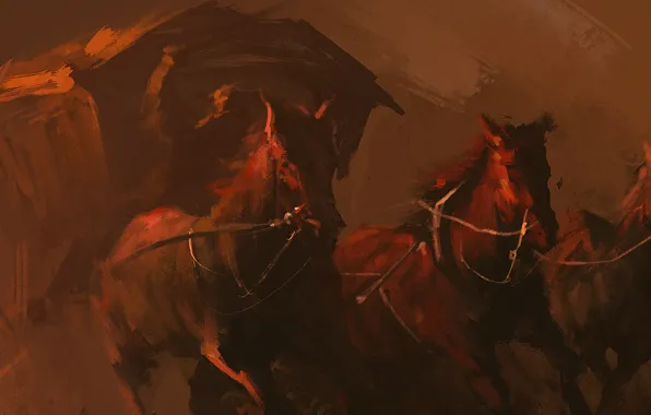 Horse, coach, art, horses