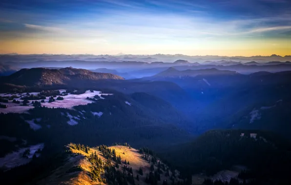 Picture mountains, nature, morning