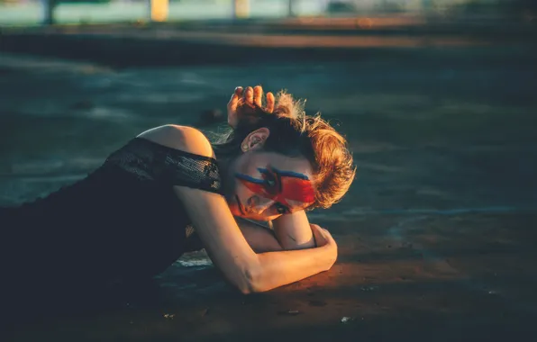 Look, girl, paint, figure, piercing