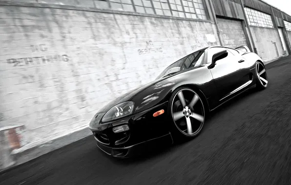 Picture tuning, black and white, b/W, Toyota, in motion, Supra, Toyota, supra